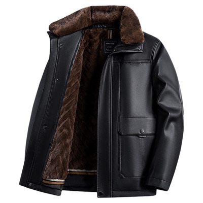 啄木鸟加绒加厚皮衣男款2025新款