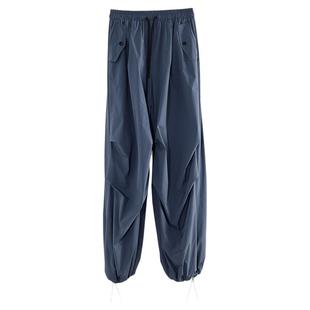 2025冬季新款抽绳降落伞裤女柔软防风厚绒保暖宽松时尚工装休闲裤