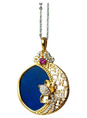 情侣男女925纯银镀银项坠青金石