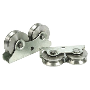 连体轮铸铁轨道滑轮V型U型H型平轮双轮轨道轮起重钢丝绳滚轮