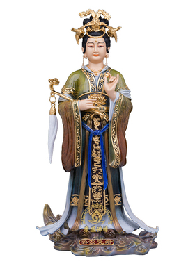 纯铜泰山娘娘碧霞元君神像摆件