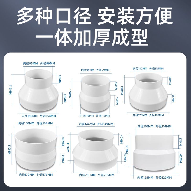 变径接头大小头pvc油烟机排烟管道变径圈排气软管异径转换口直接