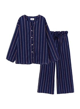 松永情侣棉麻百搭简约家居服睡衣