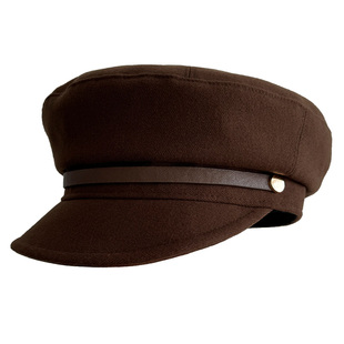 omububu秋冬新款日本鸭舌帽时尚百搭邮差报童帽皮条扣画家帽子女