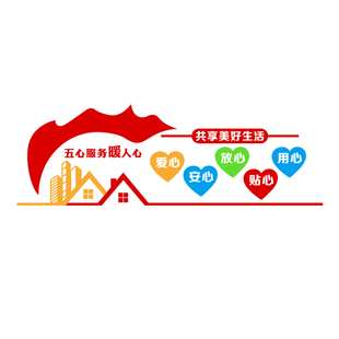 物业服务中心办公室墙面装饰布置小区物业大厅立体墙贴自粘画贴纸