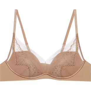 爱慕25新品星辰内衣女3/4无钢圈三明治中厚模杯隐孔小胸聚拢文胸