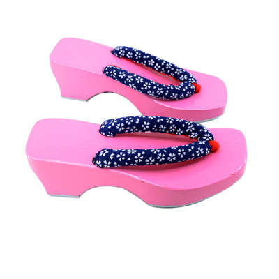 高货高跟木屐粉色纯色夹脚 凉拖 凛凛蝶 鬼魅 cosplay实木 橡胶底