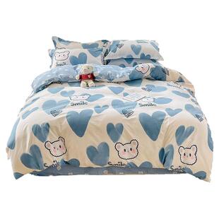 纯棉四件套全棉被罩床笠款150x200单人双人席梦思保护套4件套防尘