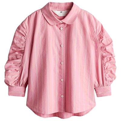 HM冬季童装儿童女童柔软条纹灯笼袖棉质衬衫1268343