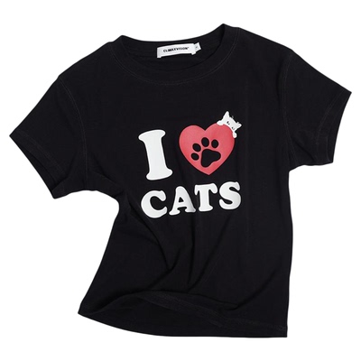 CLIMAX VISION「i love cats」可爱猫咪字母印花正肩修身短袖T恤