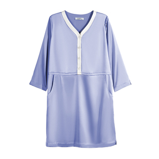 有机桑蚕丝春夏季女七分袖宽松性感睡衣睡裙家居服新手妈妈宝宝