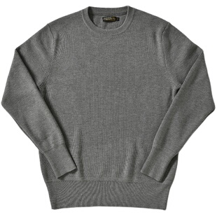 柴米羊毛混纺基础款圆领水手毛衣复古男士套头针织衫打底保暖秋冬