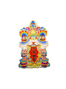 黄铜彩绘吉祥狮子磁吸冰箱贴