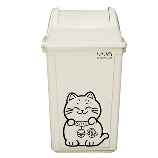 2026新款招财猫50L摇盖垃圾桶大容量厨房客厅家用带盖卫生间厕所