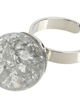 树脂圆珠金箔开口型戒指