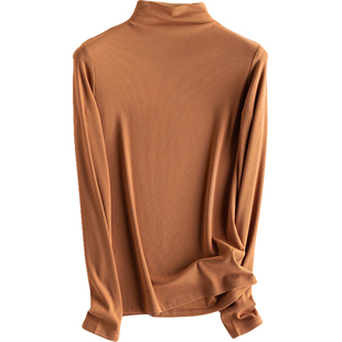 桑蚕丝发热半高领螺纹打底衫女长袖T恤 秋冬加厚保暖内搭阿狸格格