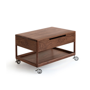 黑胡桃木升降茶几餐桌两用实木多功能移动茶桌家用客厅良年CJ19