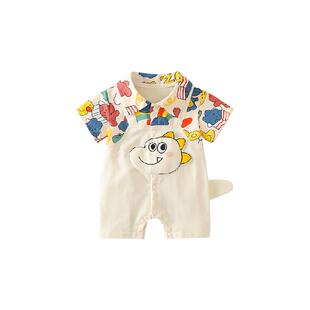 凡猎婴儿衣服夏装新生男宝宝连体衣满月百天短袖哈衣爬服夏季薄款