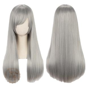 万用长直发60cm黑白灰粉红黄蓝绿紫棕色日常中长直发Cos假发 48色