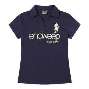 【Endweep官方店】字母撞色辣妹polo短袖T恤夏季校园修身女款上衣