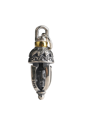 小众文玩银饰金刚杵圆牌侧挂配件