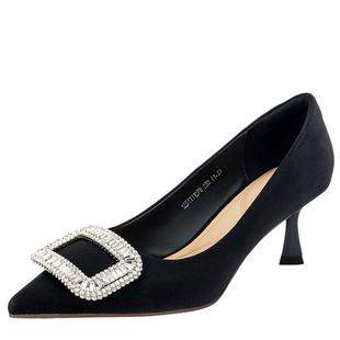 奥康女鞋 春季气质时尚气质细高跟鞋OL风单鞋水钻尖头优雅潮