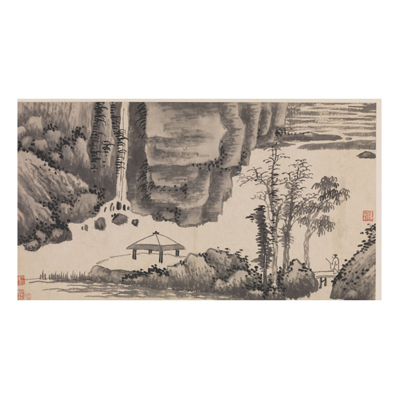 明 沈周 山水册山水画册宣纸高清微喷复制临摹学习范本画稿画芯