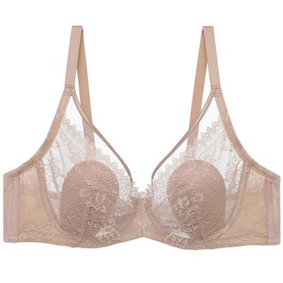 爱慕花舞漫波花瓣内衣女3/4软钢圈薄衬垫大胸显小文胸AM13A541