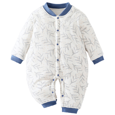 婴儿冬季棉服120g夹棉a类保暖长袖连体衣男女宝宝加厚外出爬爬服