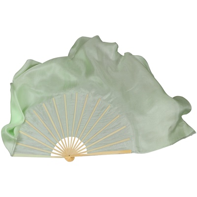 淡绿色胶州秧歌中国风双面真丝扇