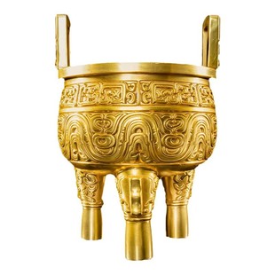 铜鼎摆件纯铜三足圆鼎香炉招财鼎盛千秋圆鼎大号克鼎开业礼品摆设