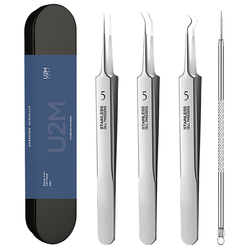 超细细胞夹去黑头镊子高精密美容院专用闭口粉刺针黑头夹痘痘工具