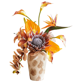 中古风装饰花暗色系仿真花艺餐桌花摆花高级感客厅假花新中式插花