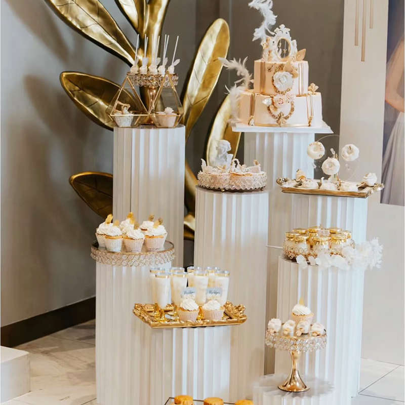 纸质折叠罗马柱路引柱子圆形立柱摆件婚庆迎宾甜品台橱窗装饰