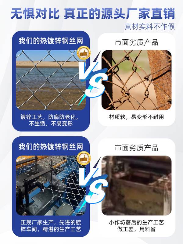 铁丝网养鸡围栏网镀锌防锈菜园护栏勾养殖家用网格花钢丝网防护网