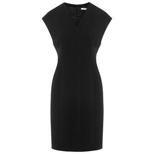 醋酸·LANCY/朗姿2025夏新款极简V领收腰气质通勤无袖知性连衣裙