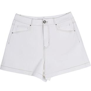 EC奕辰夏季新款白色牛仔短裤刺绣高腰显瘦裤子女eahchanie