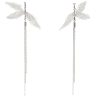 ATRIAL SENSING原创银白色竹子流苏耳环长款极简新中式金色耳饰女