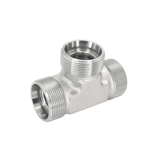 液压卡套三通AC轻型AD重型高压碳钢液压过渡接头镀白锌船用管接头