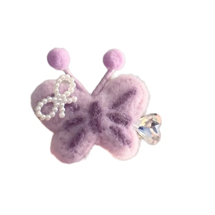 勤劳使者！羊毡蝴蝶发夹！彩色甜美侧边夹爱心水钻刘海夹女盘发器