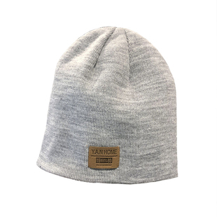 贴标针织瓜皮帽街头潮玩运动包头帽青年情侣保暖毛线冷帽薄款无檐