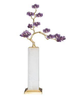 轻奢紫水晶发财树摆件玄关客厅