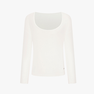 YOTTOY大圆领运动罩衫女一字肩宽松轻薄长袖普拉提健身T恤瑜伽服