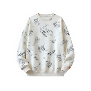 圆领卫衣秋冬季新款加绒加厚男孩初中学生青少年大童男装打底衫潮