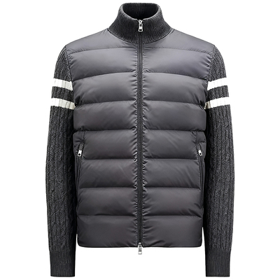 欧美高档拼接羽绒服羊毛针织夹克