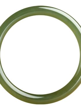 和田玉手镯女款湖水绿冰底细条