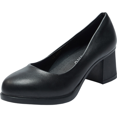 圆头粗跟5.5cm职业ol软底女皮鞋