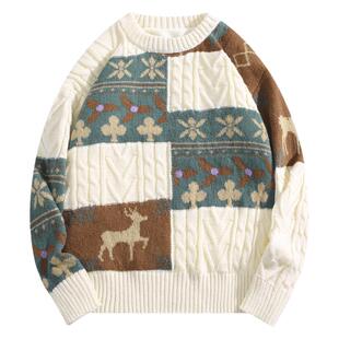 BOYUE帛跃复古圣诞毛衣秋冬美式潮牌加绒慵懒高级感小众针织衫男