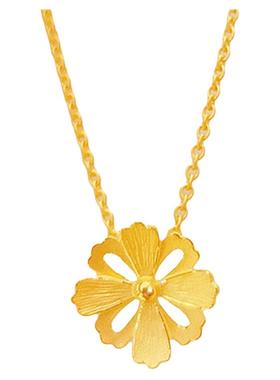 周先生花韵格桑花项链 女纯银镀18K黄金色镂空花朵锁骨链轻奢高级