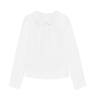 pusumede 云朵呼吸 法式减龄娃娃领白色衬衫女气质修身叠穿衬衣